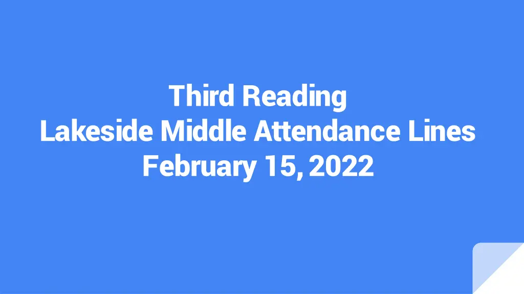 third reading n.w