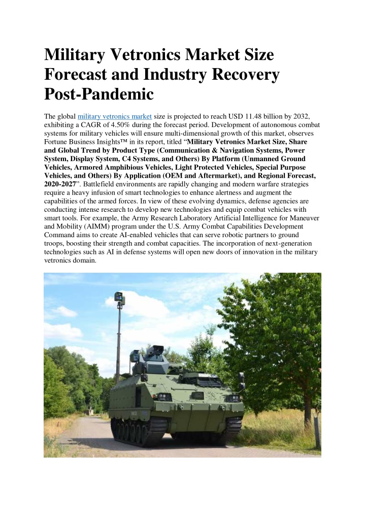 military vetronics market size forecast n.w