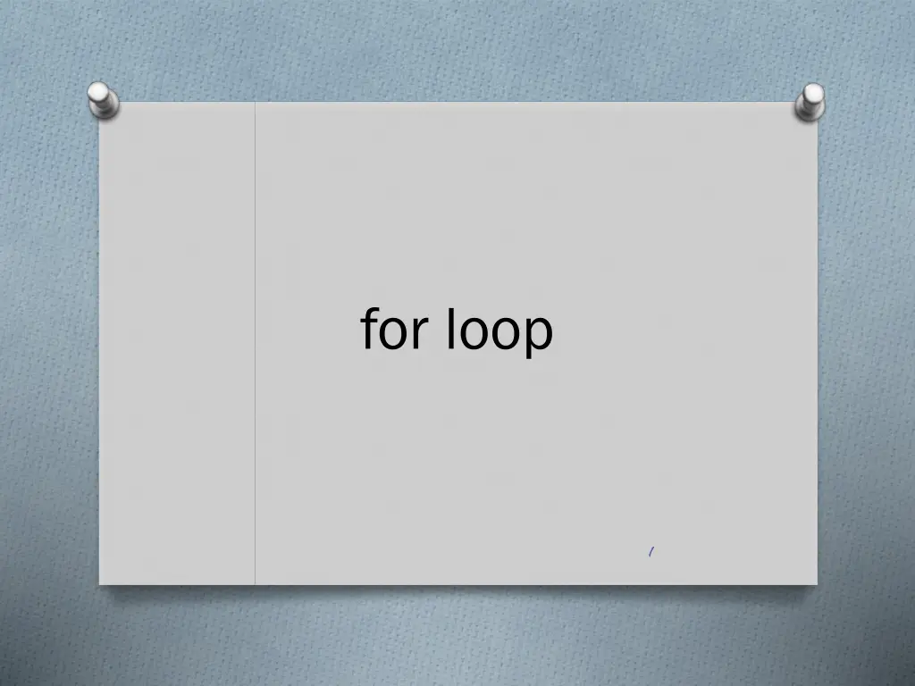 for loop n.w