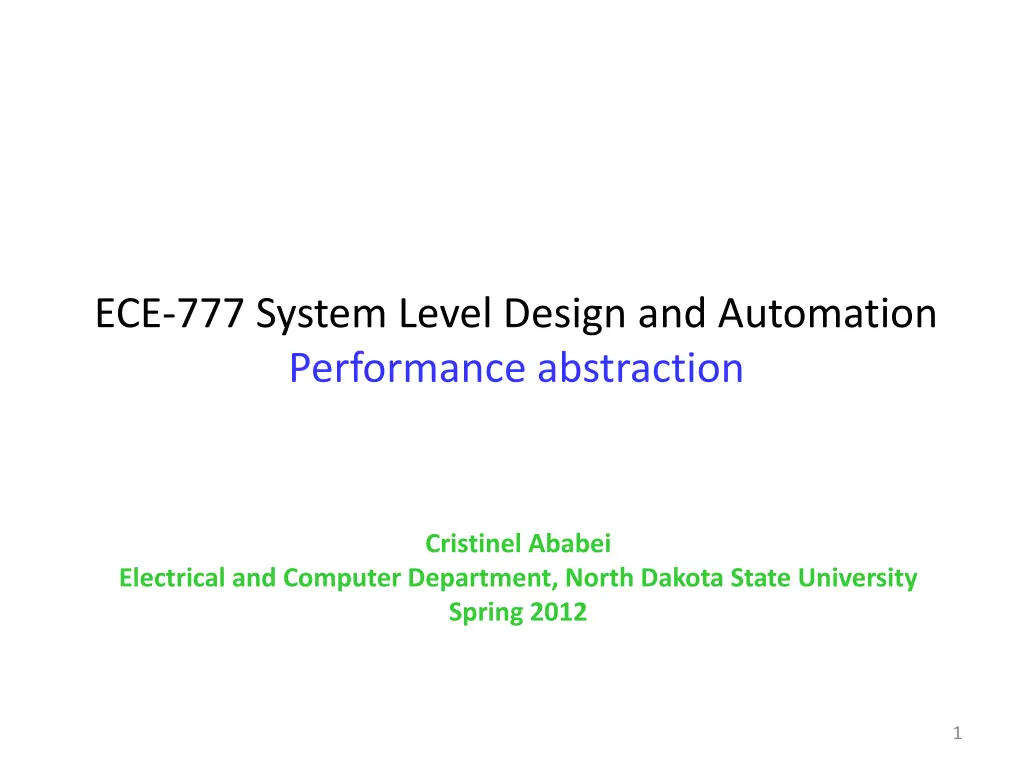 ece 777 system level design and automation n.w