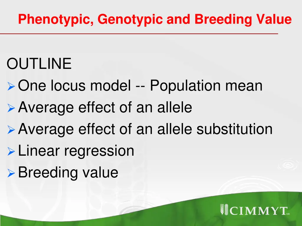 phenotypic genotypic and breeding value n.w