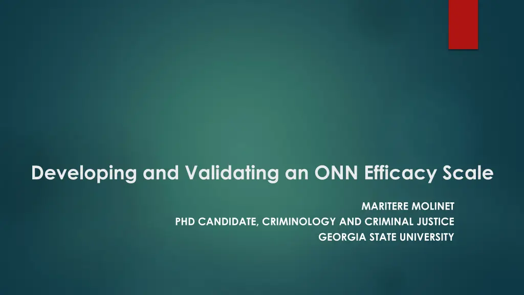 developing and validating an onn efficacy scale n.w