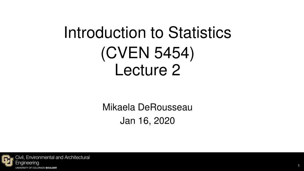 introduction to statistics cven 5454 lecture 2 n.w