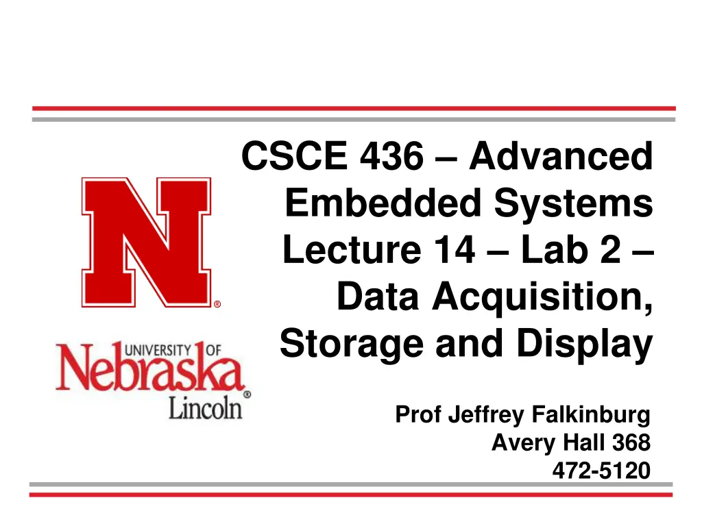 csce 436 advanced embedded systems lecture n.w