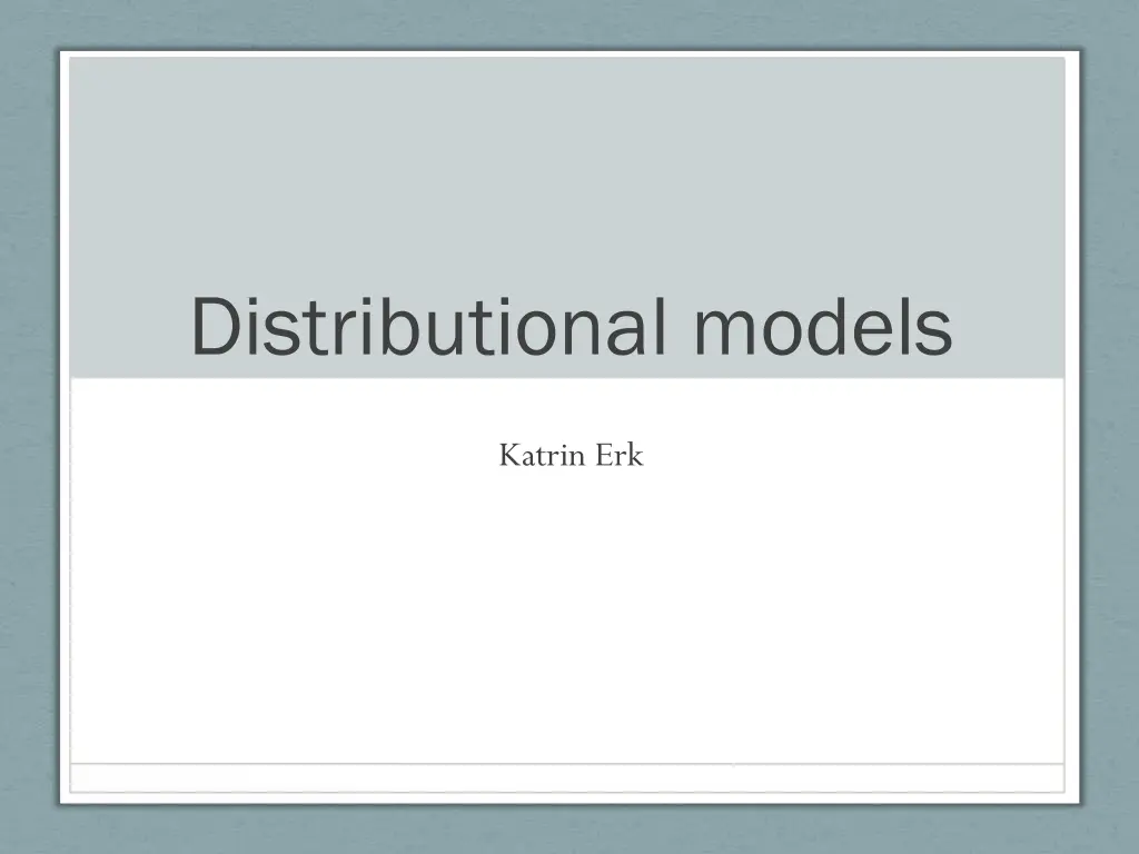 distributional models n.w