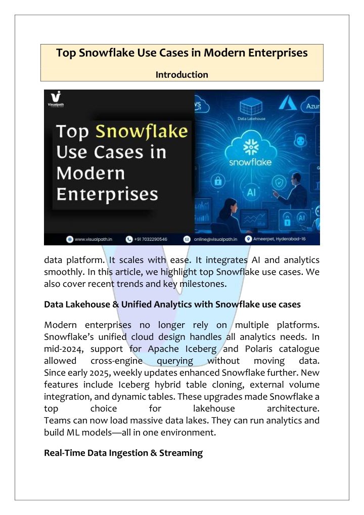 top snowflake use cases in modern enterprises n.w