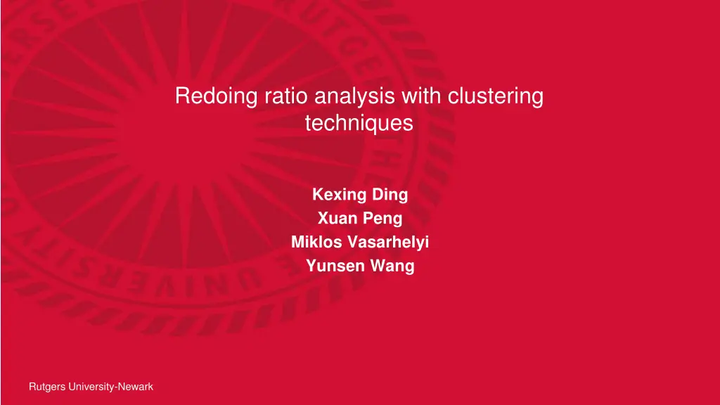 redoing ratio analysis with clustering techniques n.w