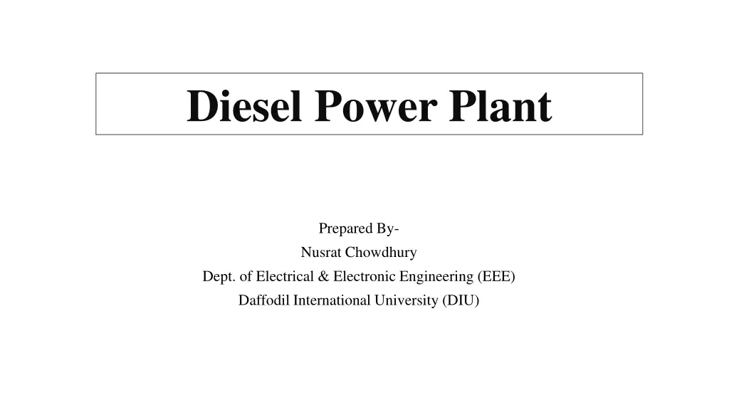 diesel power plant n.w