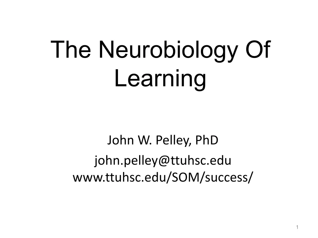 the neurobiology of learning n.w