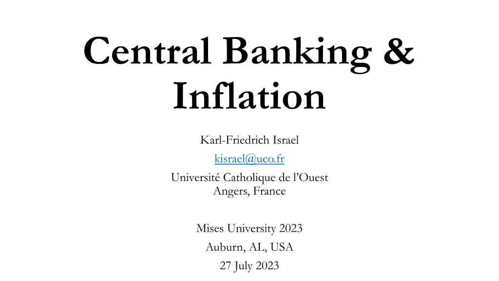 central banking inflation n.w