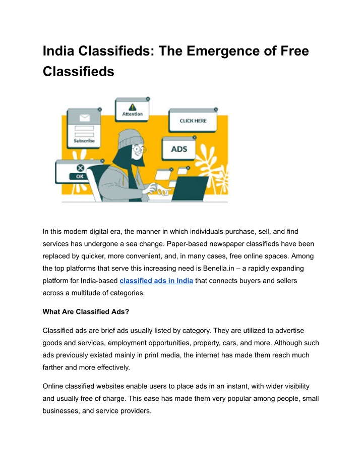 india classifieds the emergence of free n.w