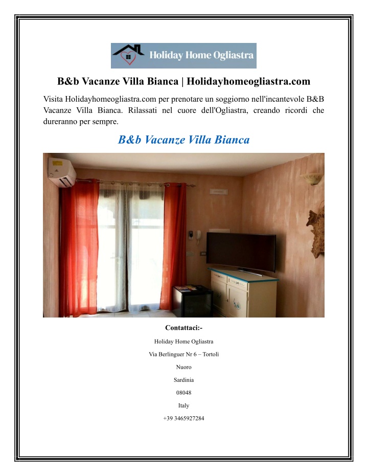 b b vacanze villa bianca holidayhomeogliastra com n.w