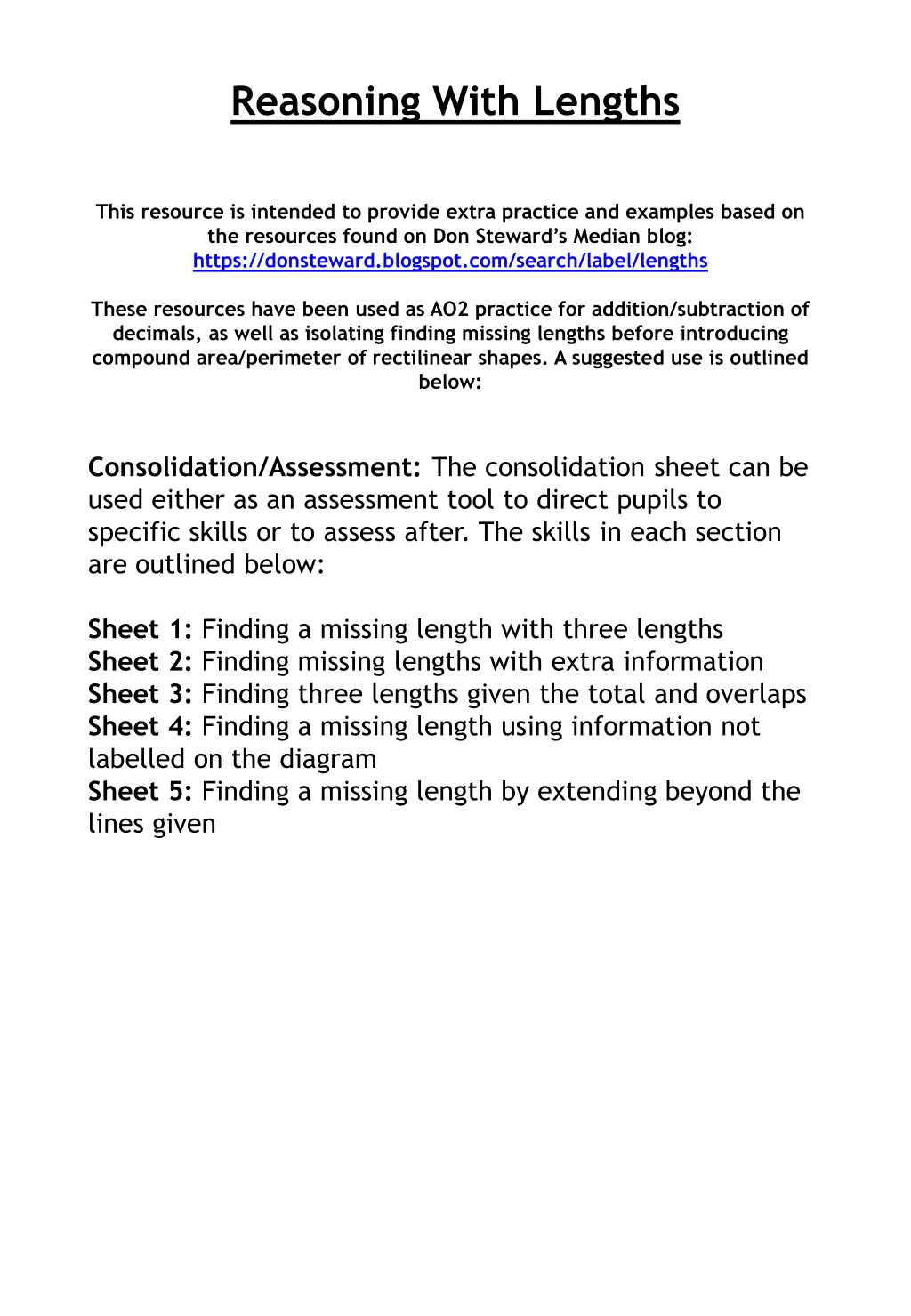 reasoning with lengths n.w