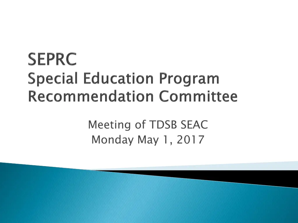 meeting of tdsb seac monday may 1 2017 n.w