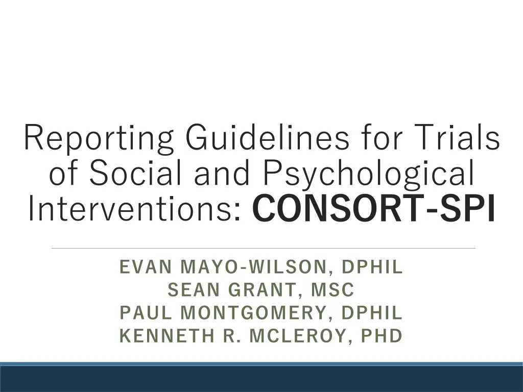 reporting guidelines for trials of social n.w
