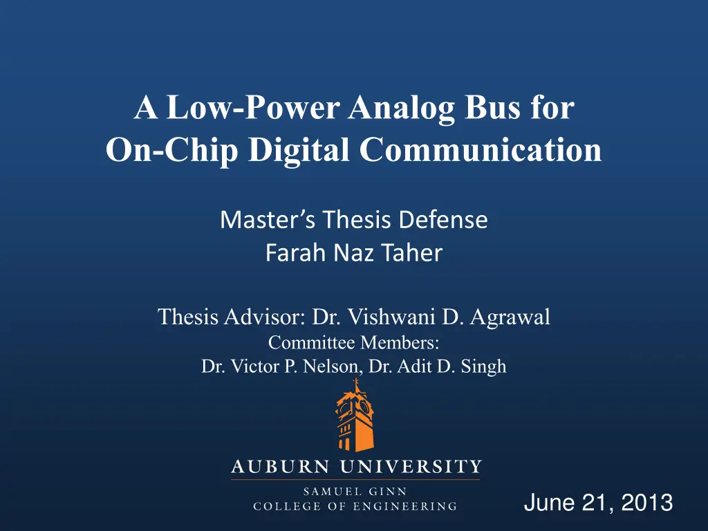 a low power analog bus for on chip digital n.w