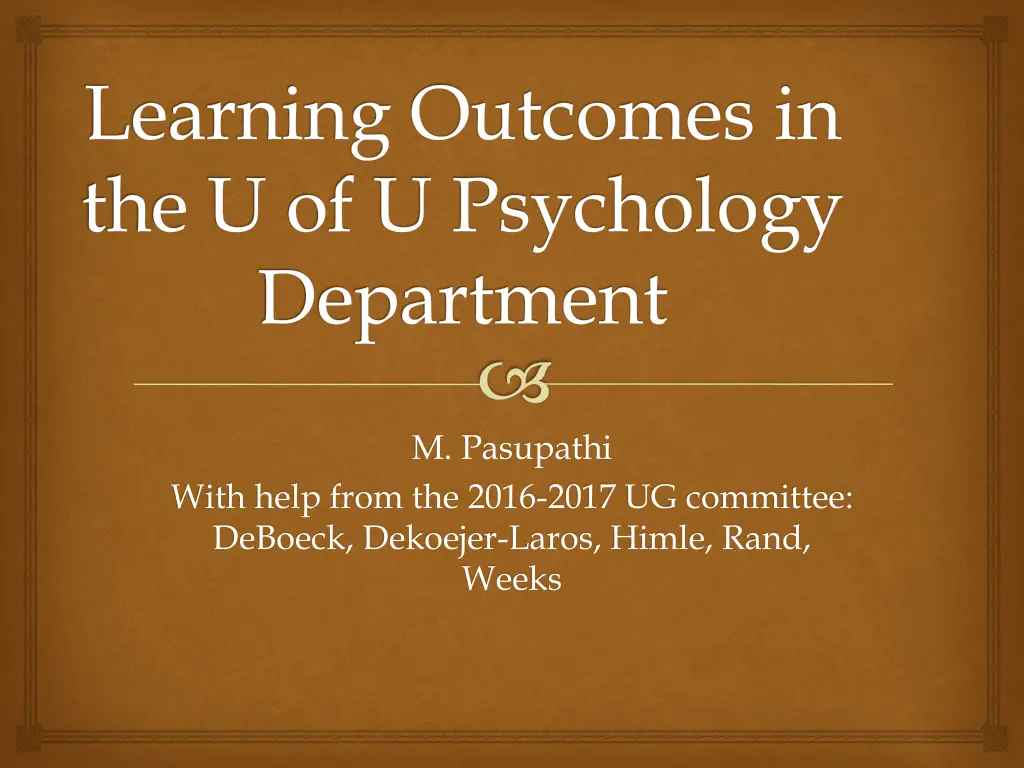 learning outcomes in the u of u psychology n.w