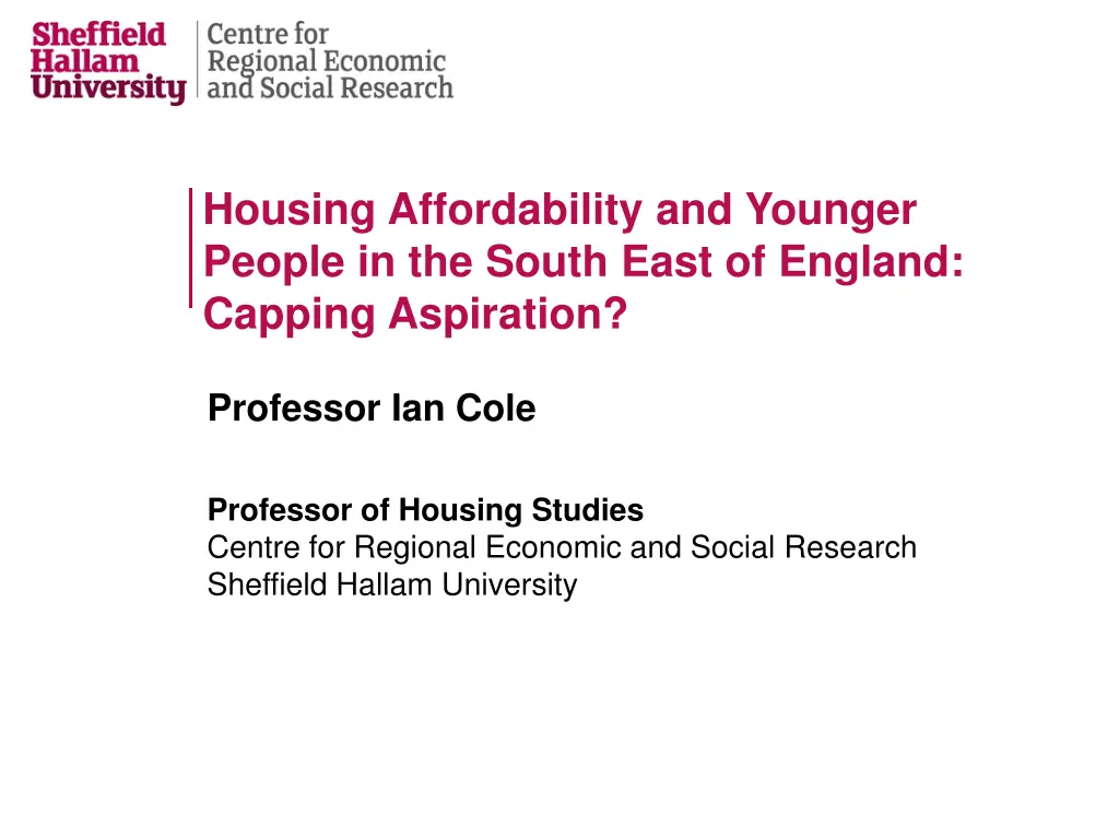 housing affordability and younger people n.w