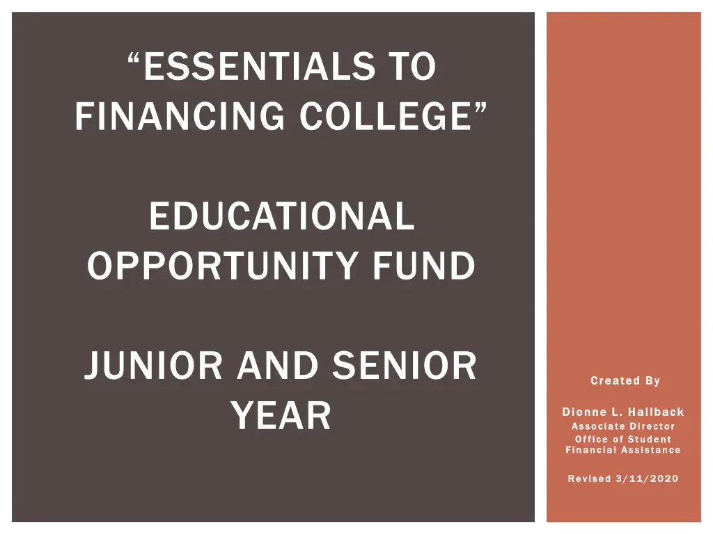 essentials to financing college n.w
