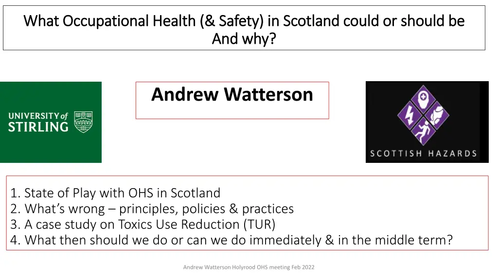 what occupational health safety in scotland could n.w