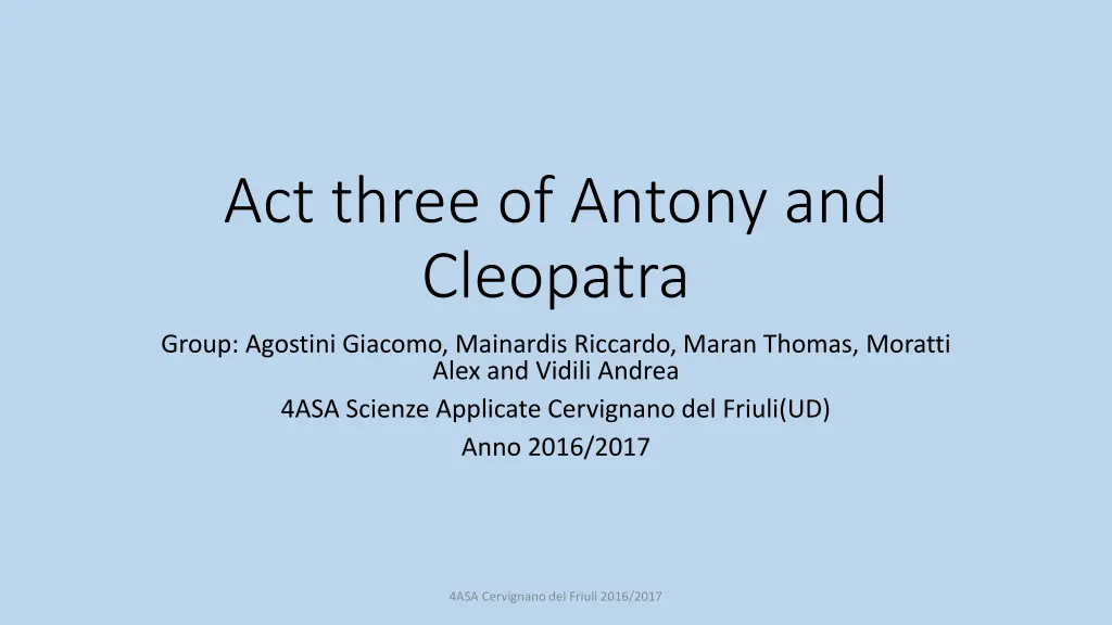 act three of antony and cleopatra n.w