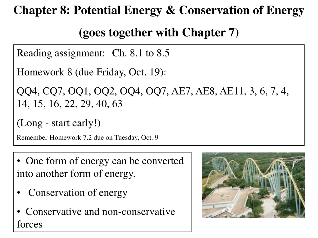 chapter 8 potential energy conservation of energy n.w