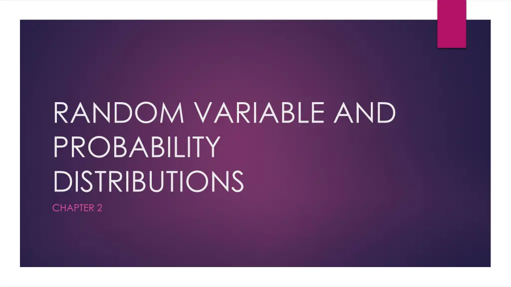 random variable and probability distributions n.w