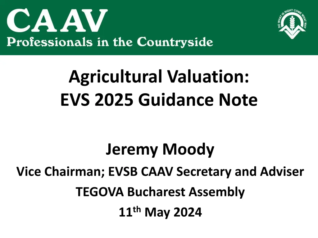 agricultural valuation evs 2025 guidance note n.w