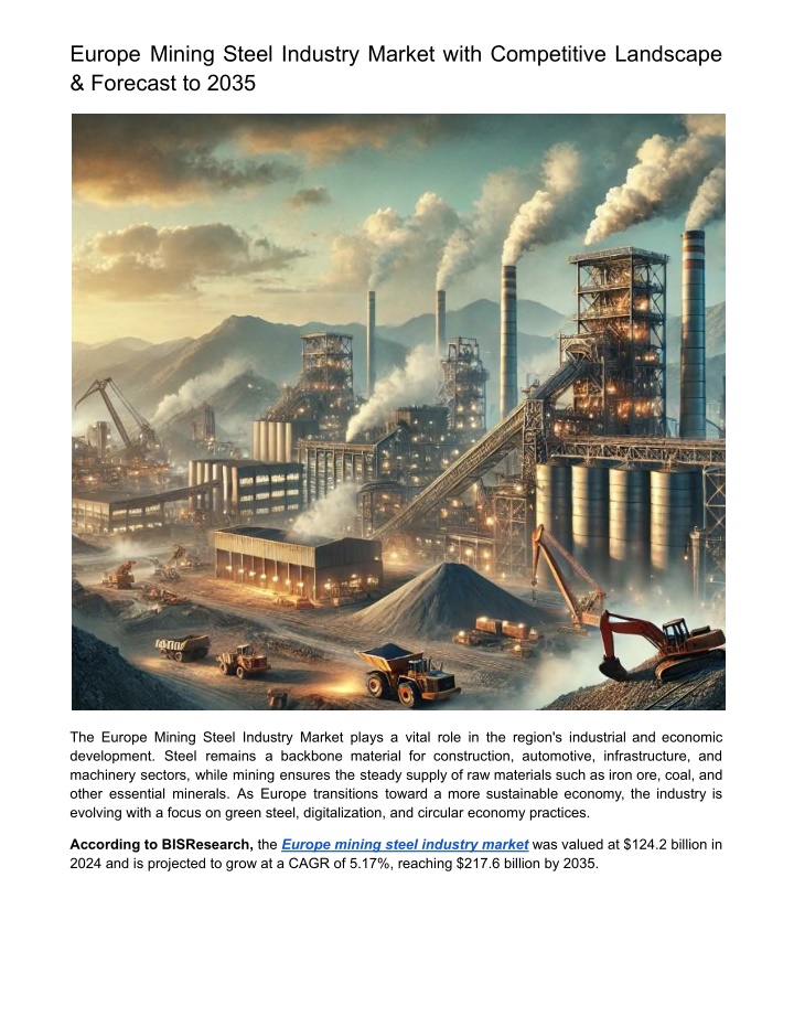 europe mining steel industry market with n.w