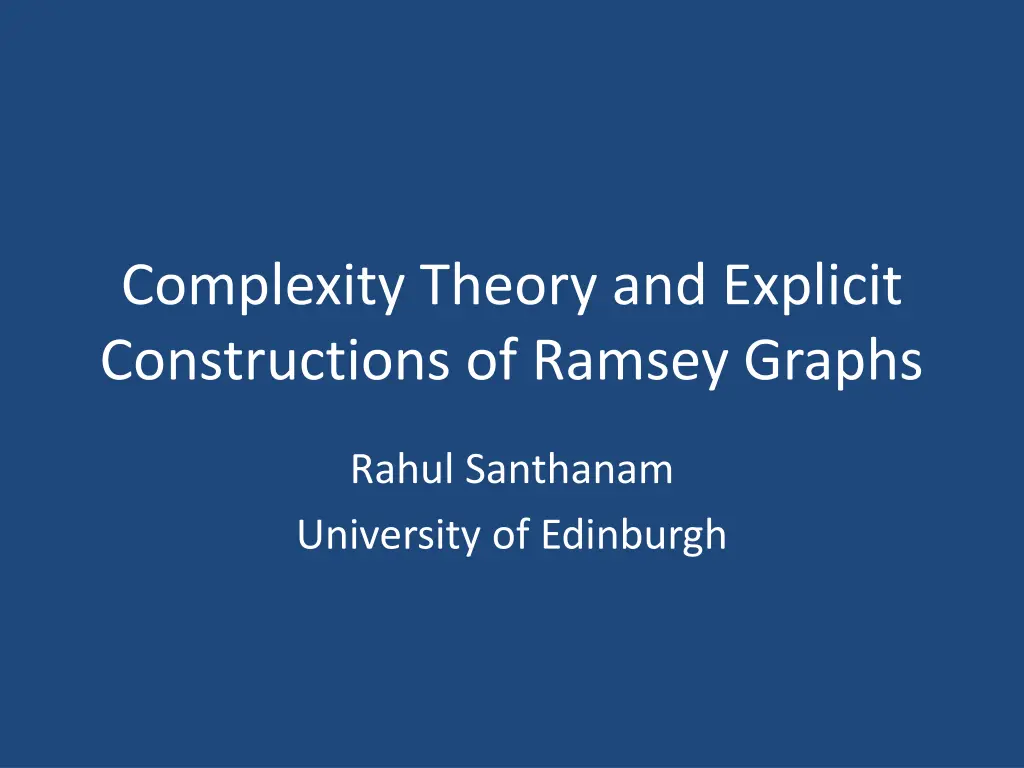 complexity theory and explicit constructions n.w