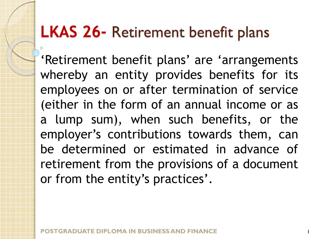 lkas 26 retirement benefit plans n.w