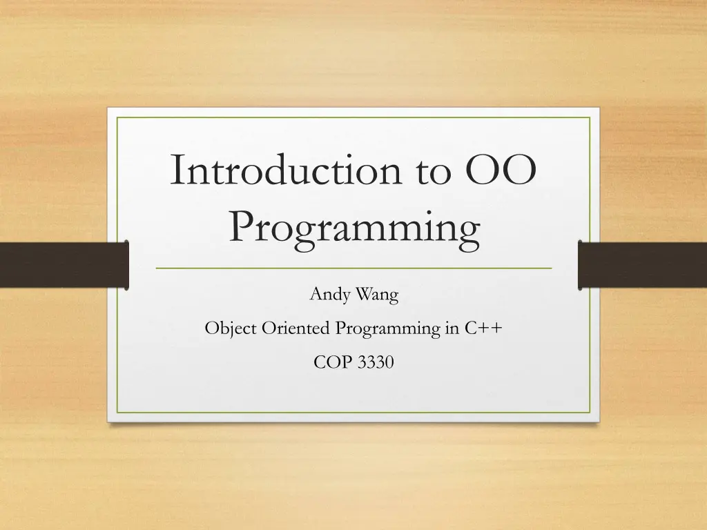 introduction to oo programming n.w
