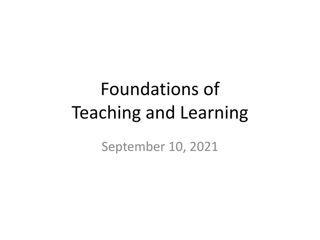 foundations of teaching and learning n.w