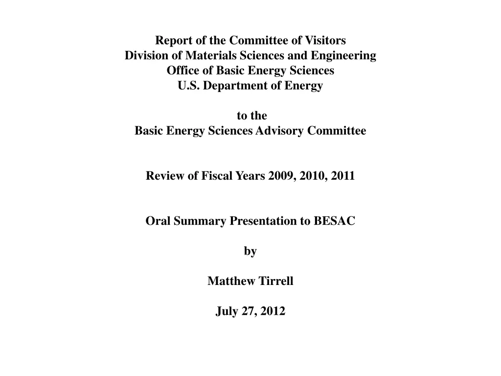 report of the committee of visitors division n.w