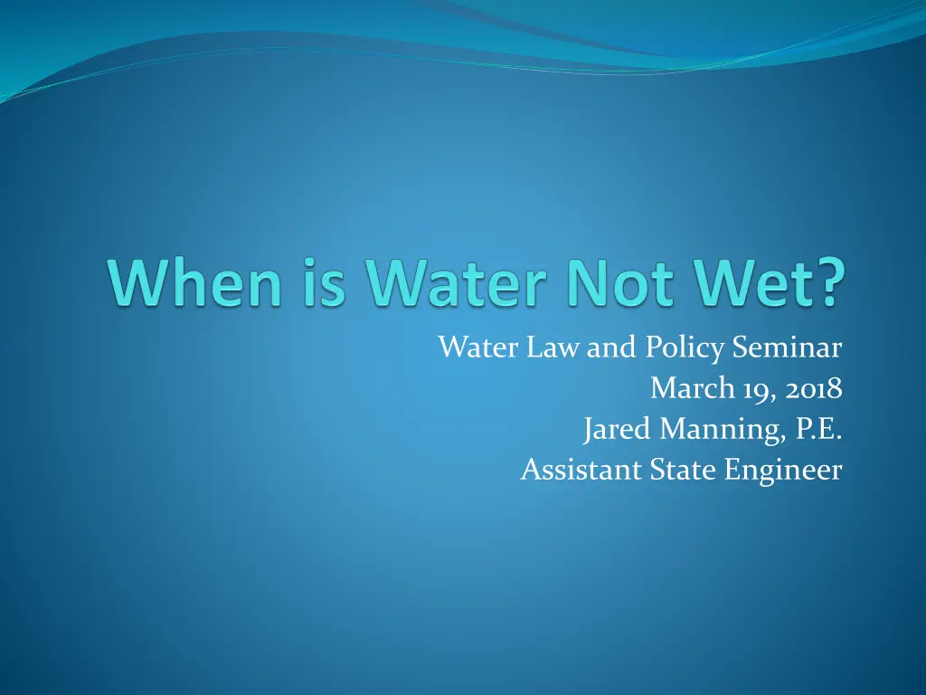 water law and policy seminar n.w