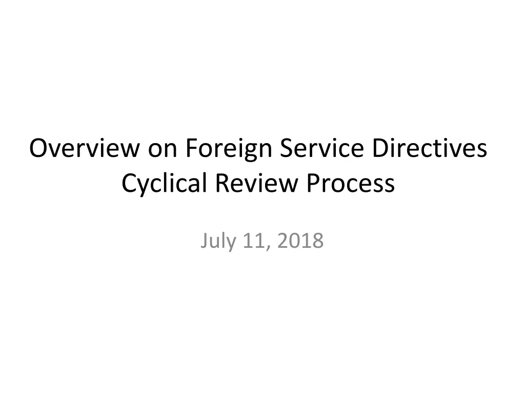 overview on foreign service directives cyclical n.w