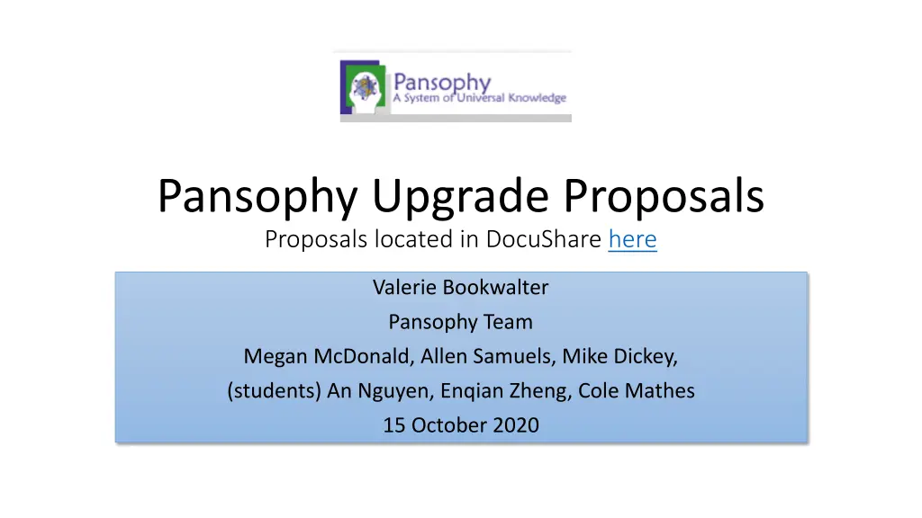 pansophy upgrade proposals proposals located n.w