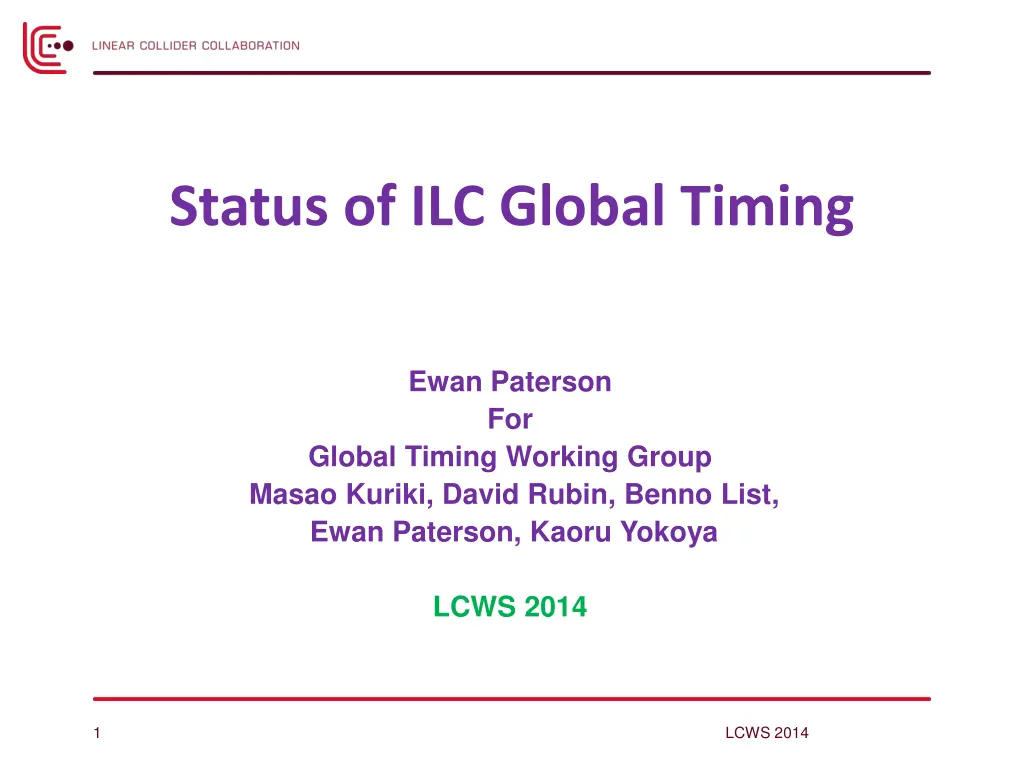 status of ilc global timing n.w