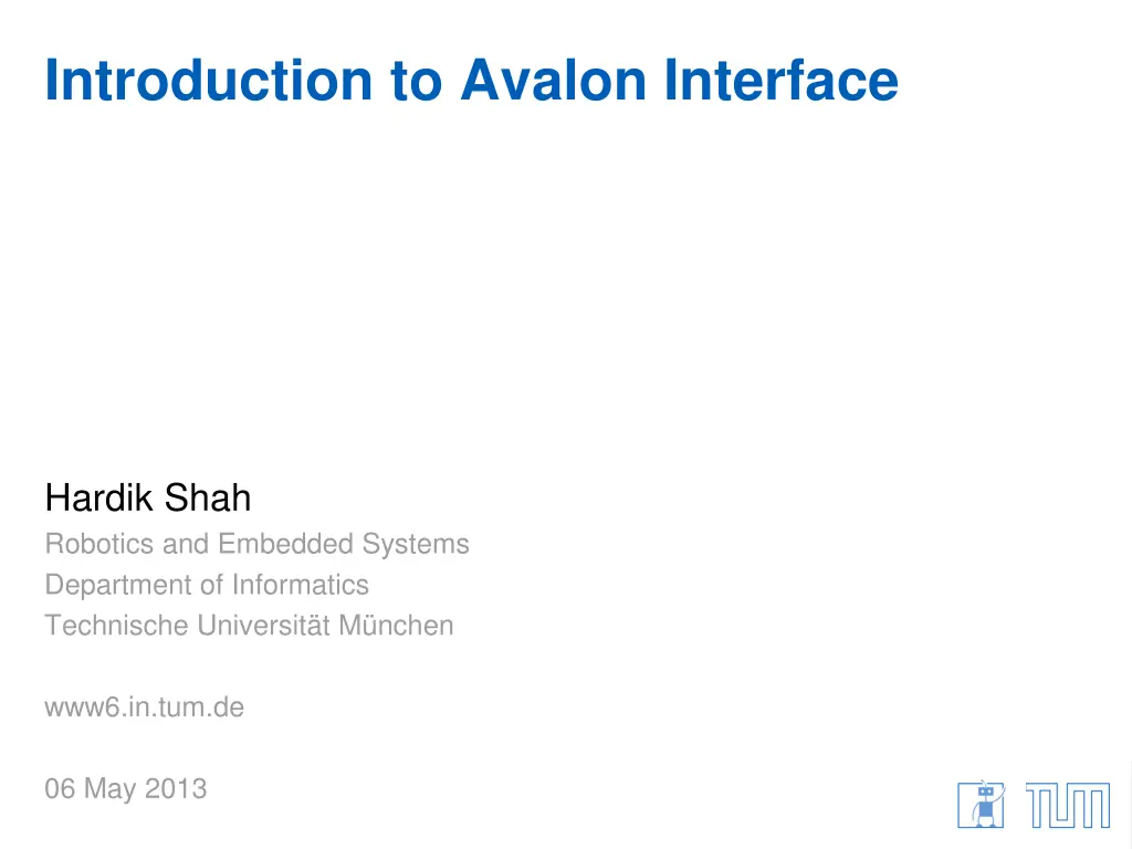 introduction to avalon interface n.w