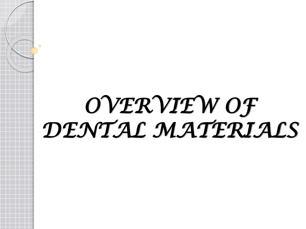 overview of overview of dental materials dental n.w