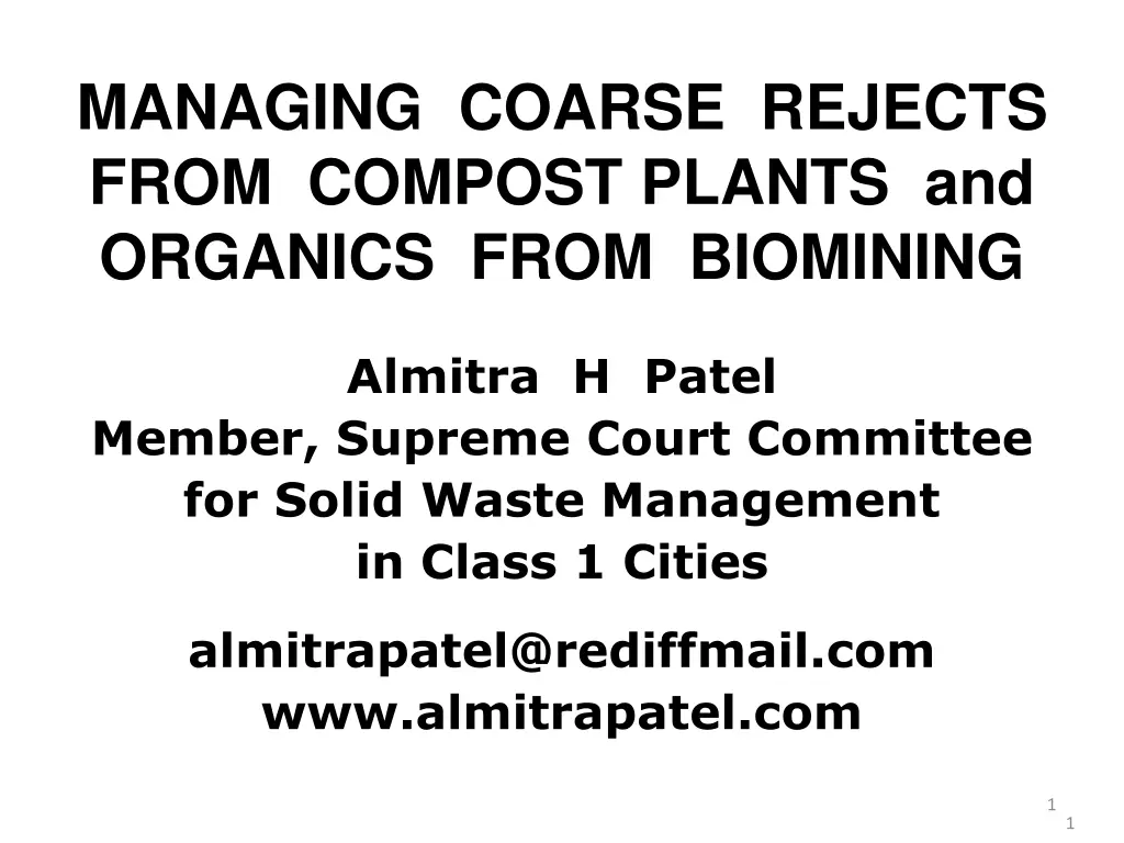 managing coarse rejects from compost plants n.w