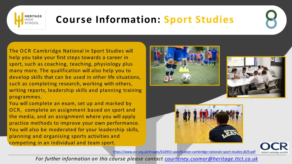 course information sport studies n.w