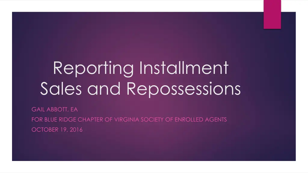reporting installment sales and repossessions n.w