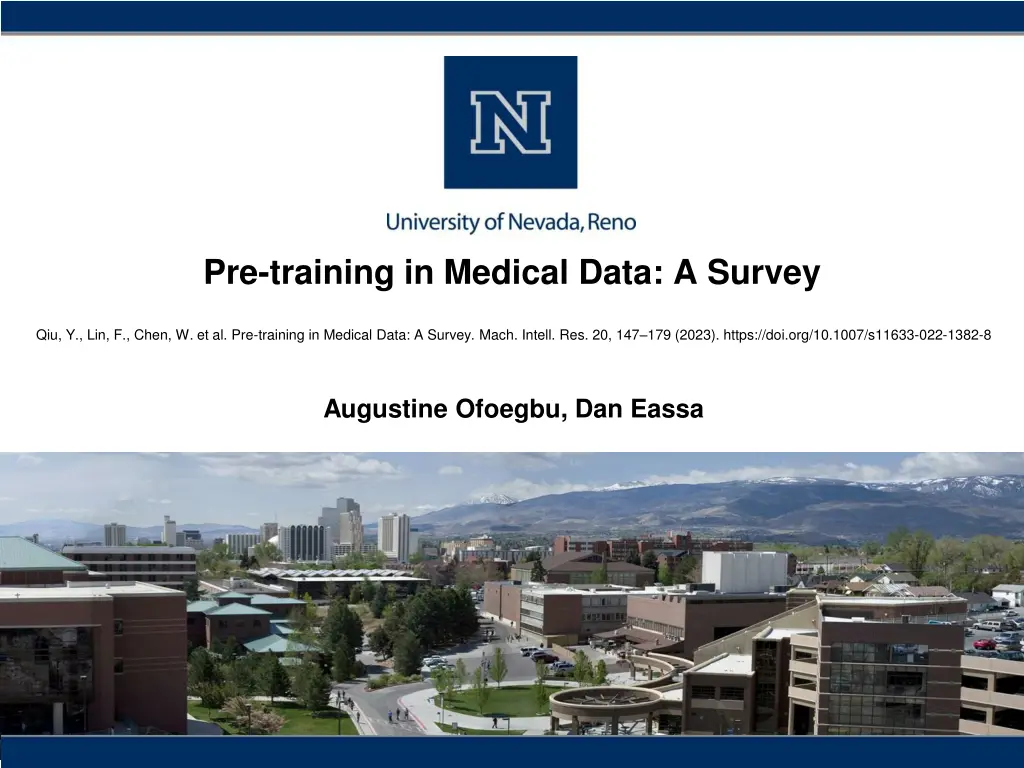 pre training in medical data a survey n.w