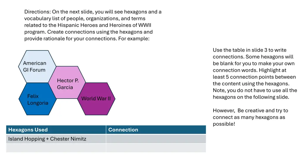 directions on the next slide you will n.w