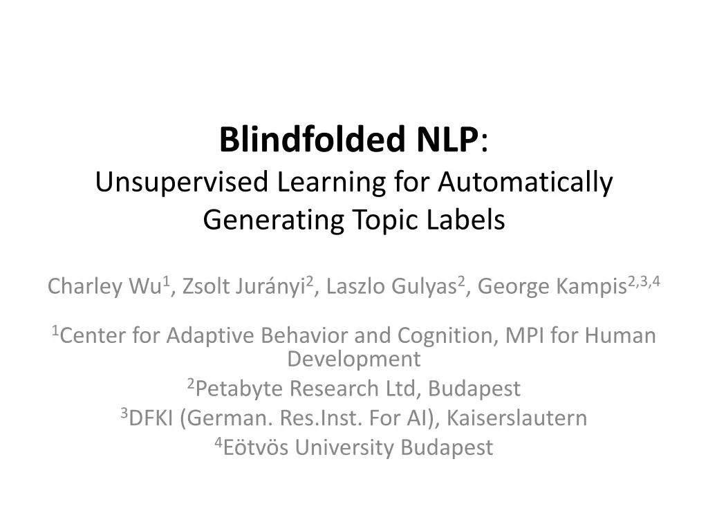 blindfolded nlp unsupervised learning n.w