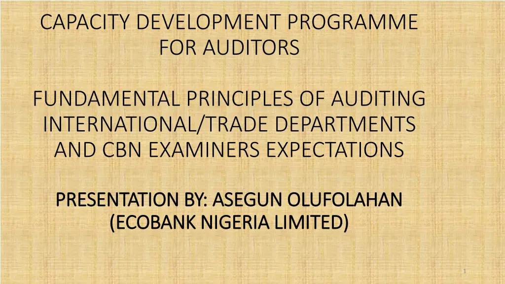 capacity development programme for auditors n.w