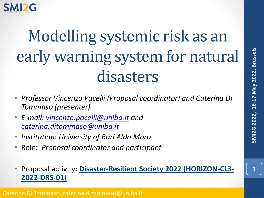 modelling systemic risk as an early warning n.w
