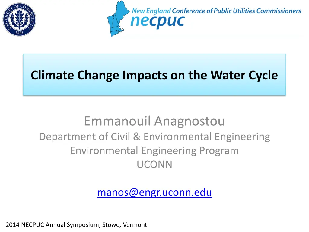 climate change impacts on the water cycle n.w