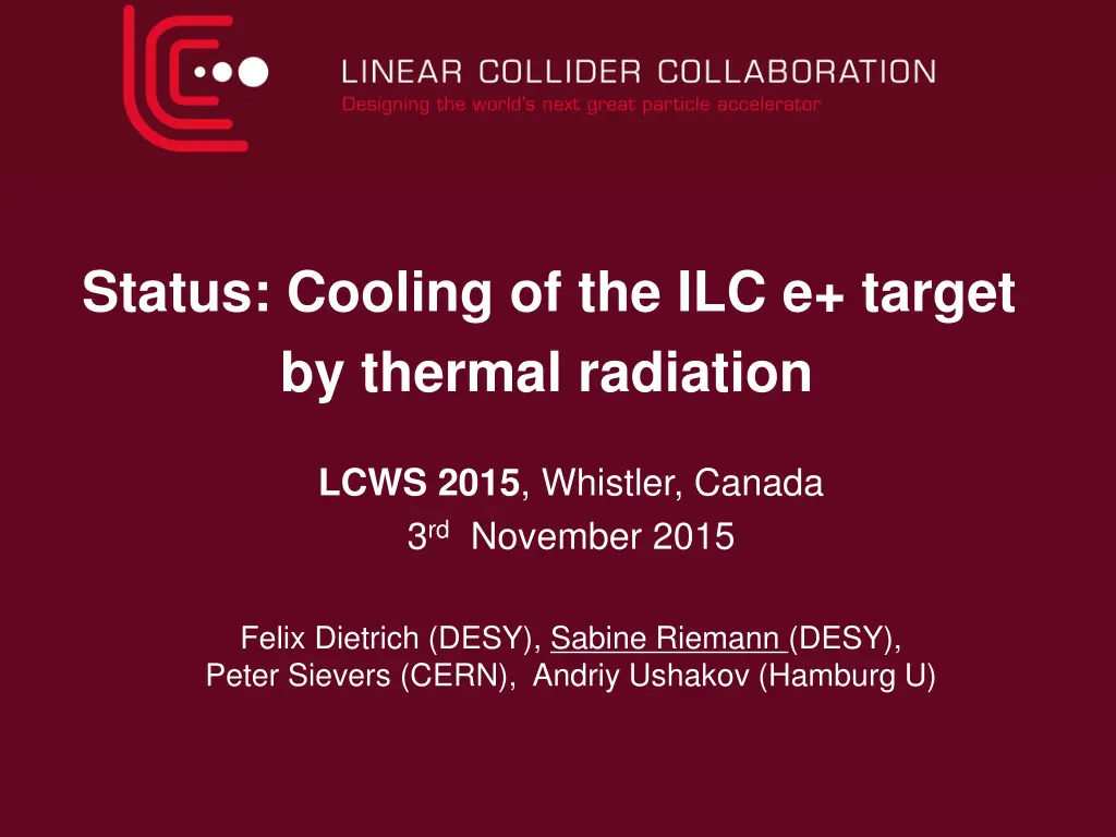 status cooling of the ilc e target by thermal n.w